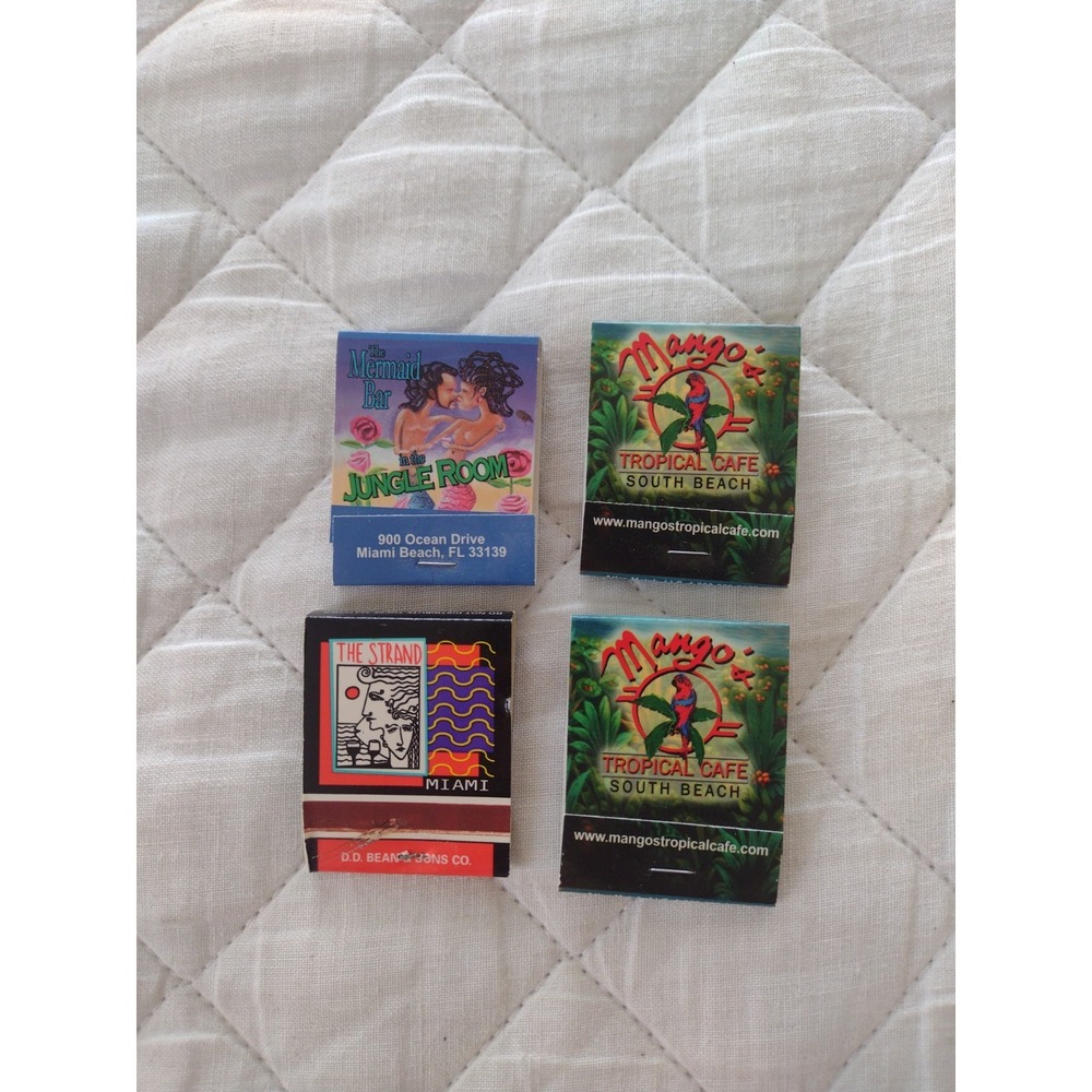 Vtg 90s Miami Beach Matchbooks Lot Ocean Drive Mermaid Bar Mangos Strand